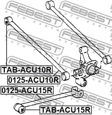 Сайлентблок задн поперечн тяги LEXUS RX300 1998.01-2003.02 TAB-ACU10R TAB-ACU10R FEBEST