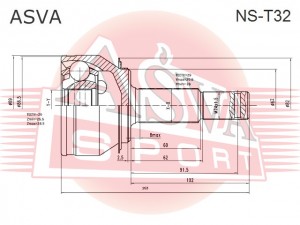 ШРУС НАРУЖНЫЙ 26X62X29 (10013150170418001746510, Китай) NST32 NS-T32 ASVA
