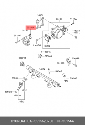 прокладка регулятора холостого хода!\ Hyundai Accent 99>/Coupe 06>/Getz 06>/Sona 3515623700 HYUNDAI