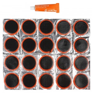 Ремкомплект для бескамерных шин "AIRLINE" (заплатки круглые d42 мм, клей активат ATRS103 AIRLINE