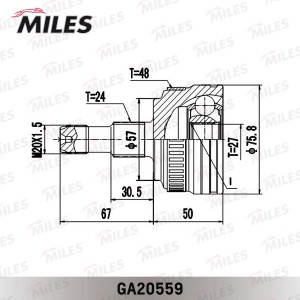 ШРУС наружный левый/правый MERCEDES BENZ A-CLASS (W168) +ABS. GA20559 GA20559 MILES