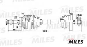 Привод в сборе левый RENAULT CLIO II/KANGOO 1.5D 01-09 (GKN 304689) GC01105 GC01105 MILES