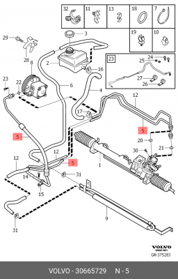 Трубка VOLVO XC90 гидроусилителя OE 30665729 VOLVO