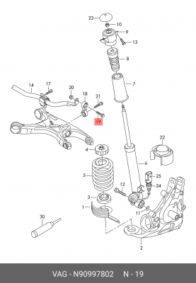 БОЛТ  SCHRAUBE N90997802 N 909 978 02 VAG