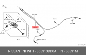 трос ручника левый!\ Nissan Sentra 14> 36531-3DD0A NISSAN