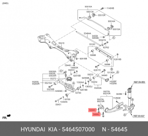 болт крепления амортизатора! M10\ Hyundai 5464507000 HYUNDAI