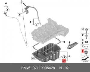 Пробка BMW 1 (F20,F21),3 (E30,E36) сливная поддона масляного OE 07 11 9 905 428 BMW