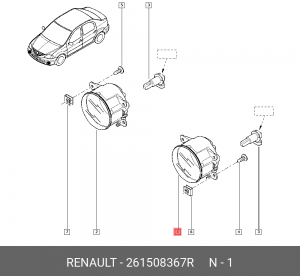 Фара противотуманная RENAULT Logan,Sandero левая/правая OE 261508367R RENAULT