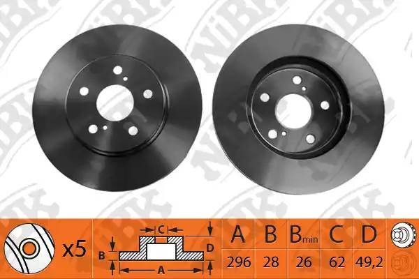 Диск тормозной TOYOTA Camry (V30) (01-06) передний (1шт.) NIBK RN1162 NIBK