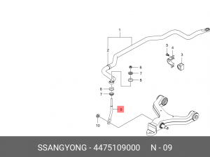 Стойка стабилизатора SSANGYONG Kyron (05-),Rexton (06-),Actyon (06-) переднего л 4475109000 SSANG YONG