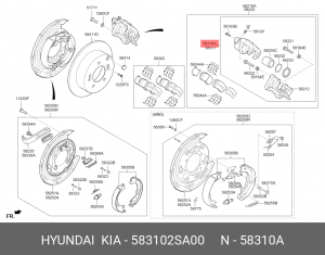 Суппорт HYUNDAI ix35 (09-) KIA Sportage (10-) (4WD) задний левый OE 583102SA00 HYUNDAI KIA