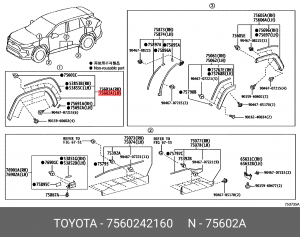 7560242160 молдинг переднего крыла левый! в сборе\ Toyota RAV4 22> 75602-42160 TOYOTA
