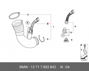 патрубок воздушного фильтра!\ BMW X1 E84 09> 13 71 7 803 842 BMW
