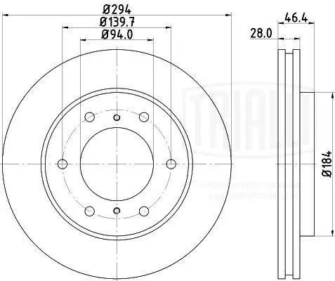 Диск торм. Mitsubishi L200 (07-),Pajero Sport II (08-) перед. d294 DF 117409 DF 117409 TRIALLI