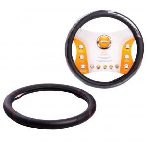 Оплетка на руль (M) AIRLINE экокожа перфорация  черная, красная прошивка /AIRLIN AWS-LI-19M AIRLINE