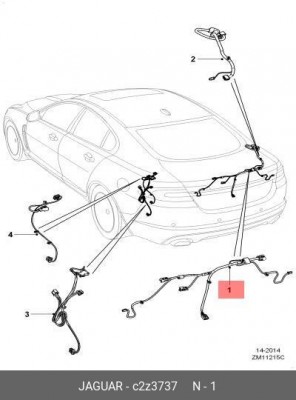 Проводка JAGUAR XF (07-) жгут по крышке багажника OE C2Z3737 JAGUAR