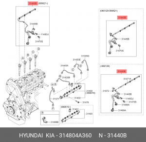 314804А360 ТРУБКА ТОПЛИВНАЯ (СЛИВА С ФОР 314804A360 HYUNDAI