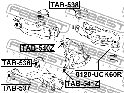 Сайлентблок заднего нижнего рычага TAB-537 TAB-537 FEBEST