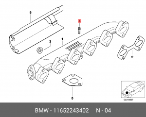 болт выпускного коллектора ! M10x25\ BMW All 11652243402 BMW