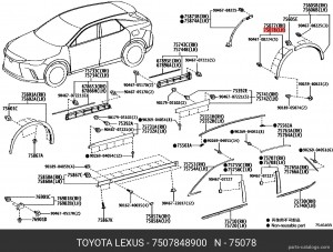 7507848900 MOULDING S/A RR DOOR 75078-48900 TOYOTA