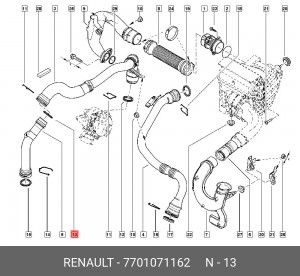 кольцо патрубка турбины!\ Renault 7701071162 RENAULT
