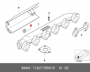 гайка выпускного коллектора!\BMW E87/E46/E90/E91/E92/E39/E60/E63/E38/E65/E83/E53 11 62 7 789 015 BMW