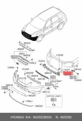 КРОНШТЕЙН БАМПЕРА HYUNDAI SANTA FE 06- ПЕРЕДНЕГО ЛЕВ. 865552B000 HYUNDAI