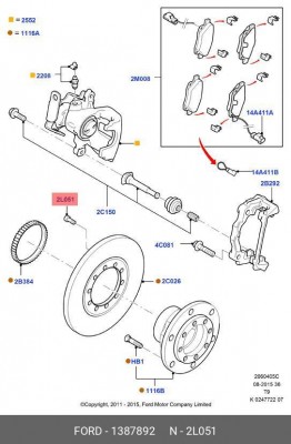 болты тормозного диска !к-кт из 5 штук, М10Х25мм\ Ford 1387892 FORD