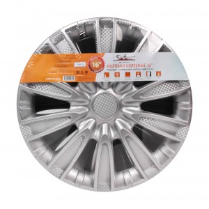 Колпаки колесные декоративные R16 серебро "AIRLINE" Торнадо(2 шт.) (карбон) AWCC-16-29 AIRLINE