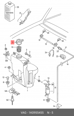 Крышка бачка омывателя VW Golf ,Passat OE 1K0 955 455 VAG