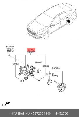 Цапфа HYUNDAI Sonata LF (14-) ступицы колеса заднего правого OE 52720C1100 HYUNDAI KIA