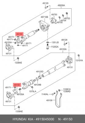 Крестовина HYUNDAI HD65,County дв.D4AF вала карданного OE 4915045000 HYUNDAI KIA