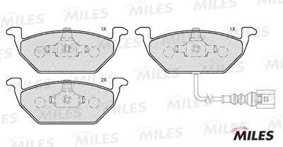 Колодки тормозные передние (с датчиком) (Смесь Semi-Metallic) AUDI A3 03/VW G4/G E100061 MILES
