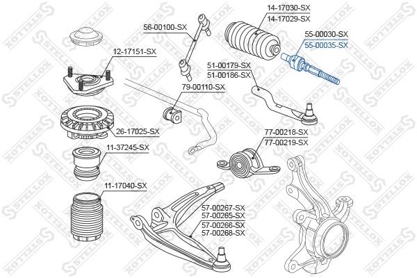 тяга рулевая!\ Honda Civic VII 06> 55-00035-SX STELLOX