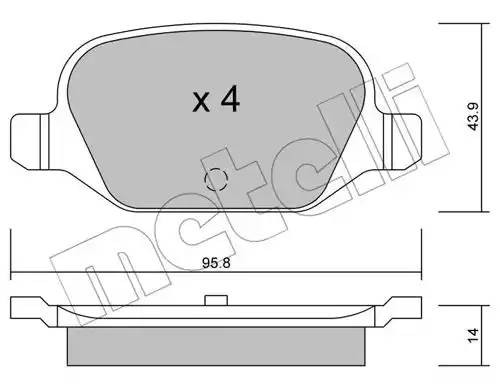 колодки дисковые задние!\ Fiat Punto 1.8i 16V 130 HGT 99>/Doblo 1.2i/1.9D/JTD 02 2203240 METELLI