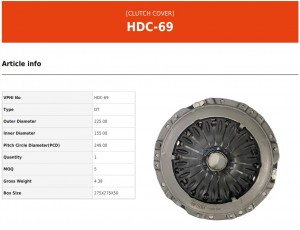 Корзина сцепления HYUNDAI Santa Fe (03-),Trajet (00-) KIA Carens (2.0/2.4 TDI) V HDC69 VALEO PHC