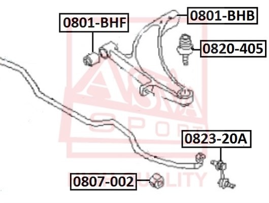 ТЯГА СТАБИЛИЗАТОРА ПЕРЕДНЯЯ SUBARU 082320A 0823-20A ASVA