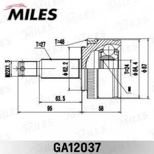 ШРУС наружный HYUNDAI ix35/TUCSON 10- (GSP 824244) GA12037 GA12037 MILES