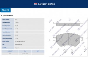 Колодки тормозные MAZDA 3 (13-) передние (4шт.) SANGSIN SP4123 SANGSIN