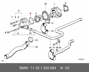 Прокладка BMW 3 (E30,E36),5 (E34,E39) OPEL Omega B термостата OE 11 53 1 265 084 BMW