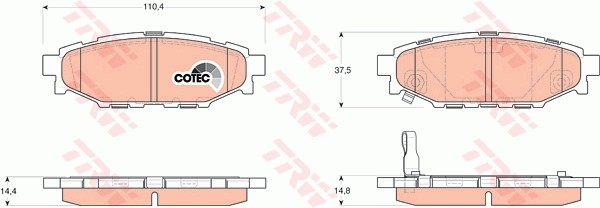 Колодки задние SUBARU FORESTER, IMPREZA, LEGACY, OUTBACK GDB3373 GDB3373 TRW