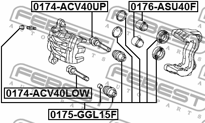 РЕМКОМПЛЕКТ СУППОРТА ТОРМОЗНОГО ПЕРЕДНЕГО подходит для LEXUS RX270/350/450H AGL1 0175-GGL15F FEBEST
