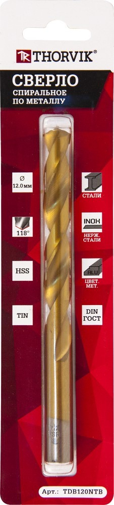 Сверло по металлу 3.2х65мм HSS Titanium THORVIK TDB032NTB THORVIK