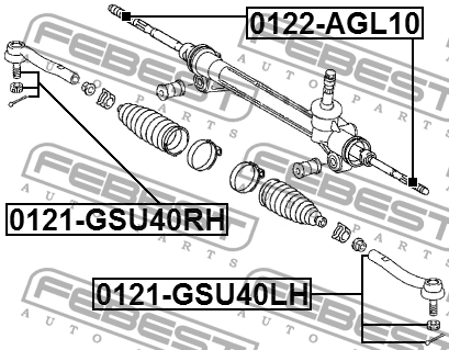 Тяга рулевая TOYOTA HIGHLANDER GSU45/GVU48/MHU48 4WD 2007-2013 0122-AGL10 0122-AGL10 FEBEST