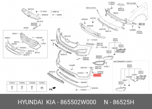 Бампер HYUNDAI Santa Fe (12-) передний (нижняя часть) OE 865502W000 HYUNDAI KIA