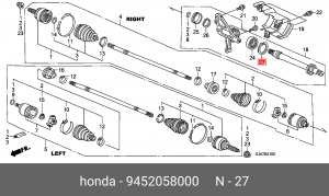Кольцо стопорное подшипника подвесного 9452058000 9452058000 HONDA