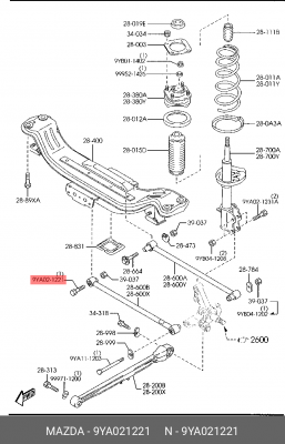 БОЛТ М12Х33  9YA021221 9YA0-21-221 MAZDA