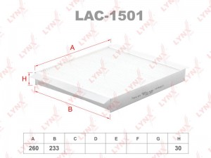 фильтр салона! 260x233x30\ Opel Astra/Zafira all 98> LAC-1501 LYNXAUTO