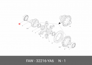Подшипник конический роликовый полуоси 32216 3310/3250 32216-YA6 FAW