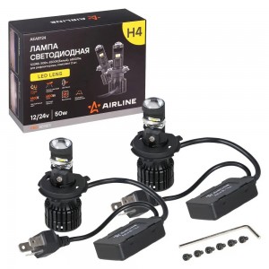 Лампа светодиодная H4 12-24V 28W 6500К (6800lm, белый) AIRLINE LED LENS (2 шт.)  AEAR124 AIRLINE